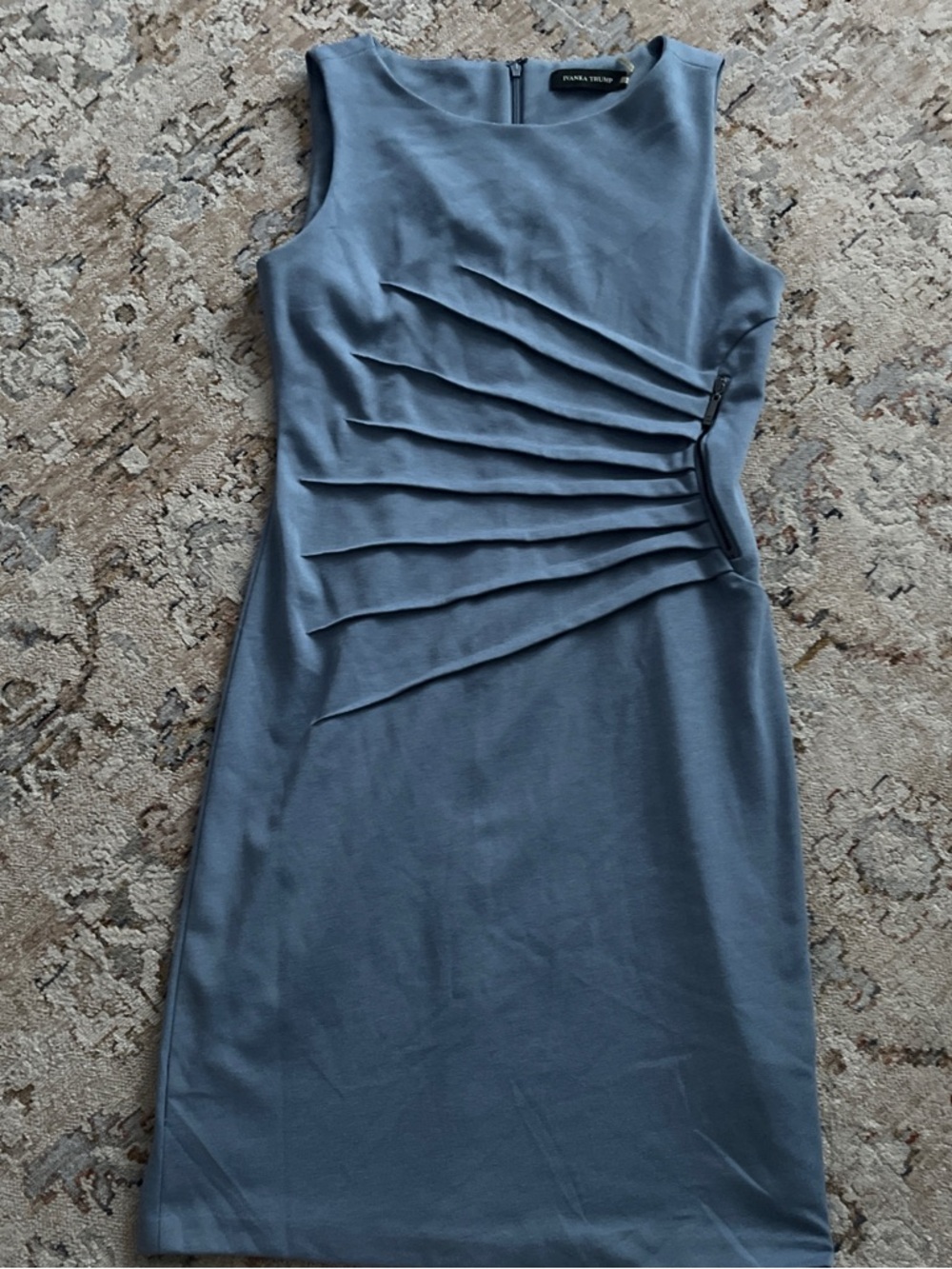 Powder Blue Pleated Sheath Dress